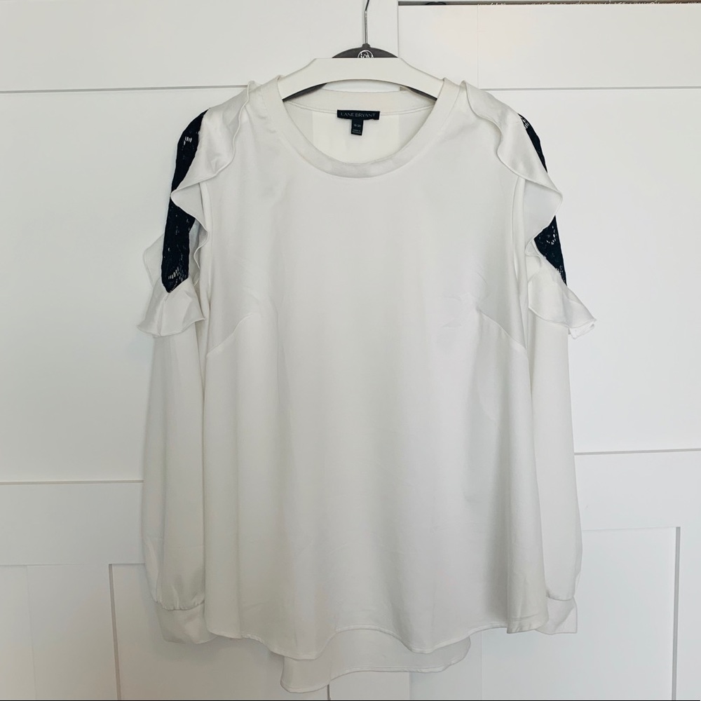 White Blouse w/ black accent shoulder